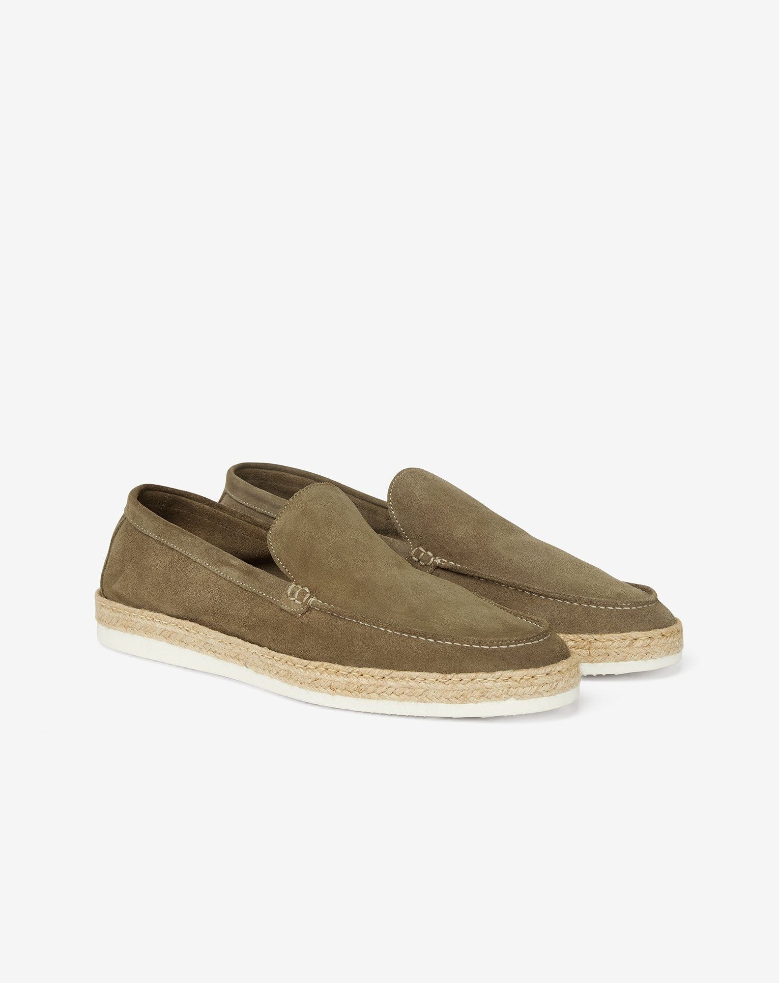 Taupe suede slip-on loafers - 2