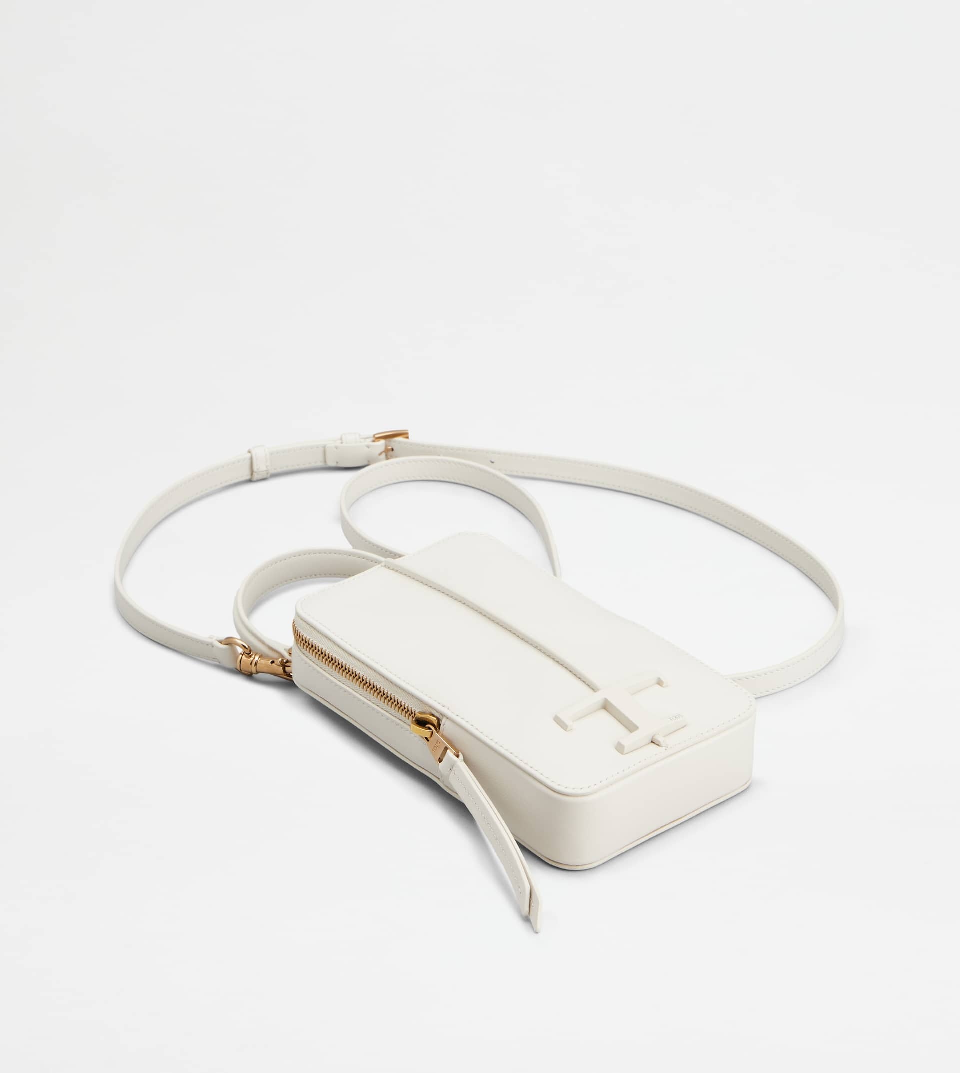 T TIMELESS PHONE BAG IN LEATHER MEDIUM - OFF WHITE - 3