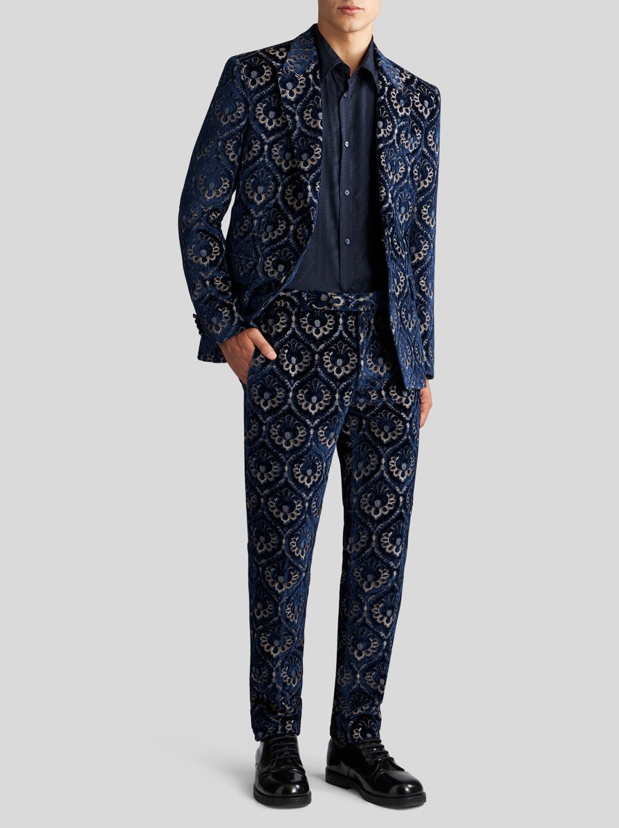 VELVET JACQUARD SLIM-FIT TROUSERS - 3