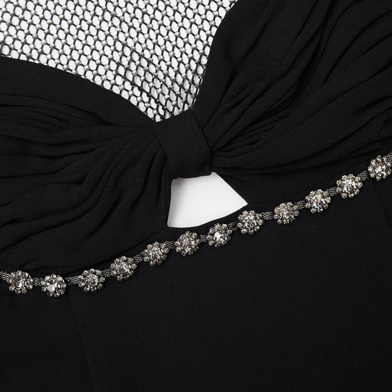 Black Crepe And Hotfix Midi Dress 7