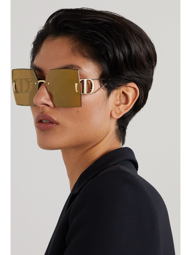 Dior 30Montaigne S7U square-frame gold-tone sunglasses Gold outlook