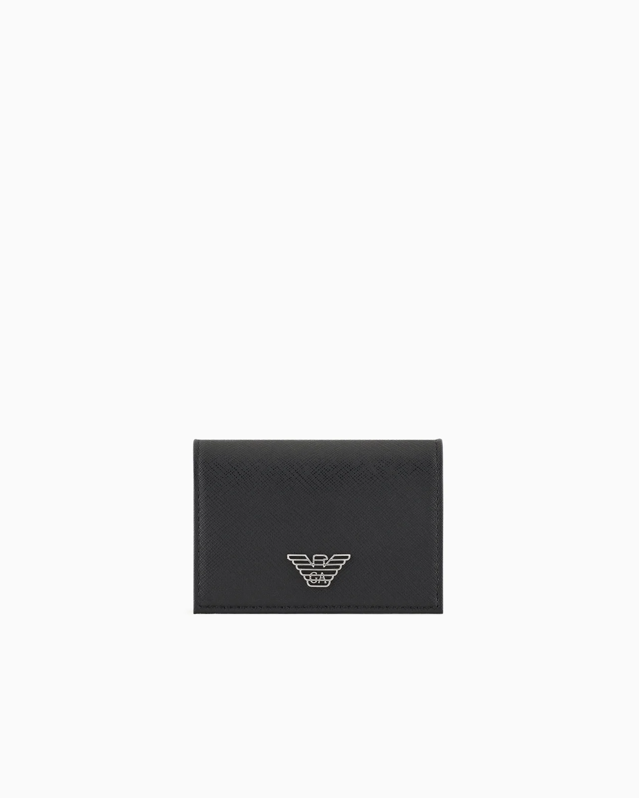 ASV REGENERATED SAFFIANO LEATHER CARD HOLDER WITH FLAP AND EAGLE PLATE - 1