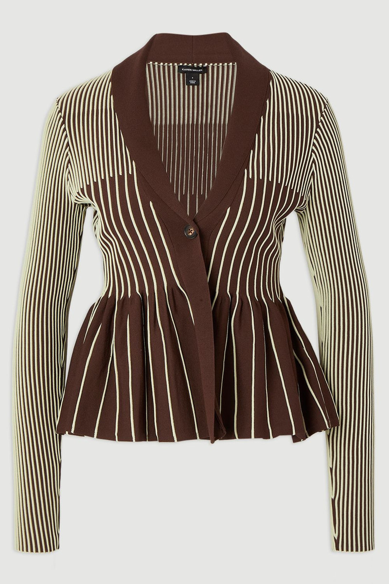 Contrast Stripe Peplum Knitted Jacket 4