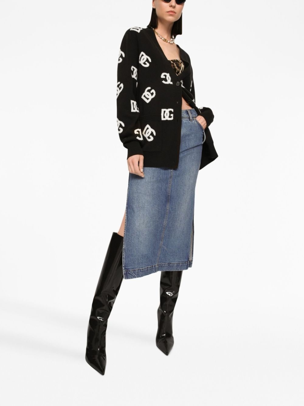 DG monogram virgin wool cardigan - 2