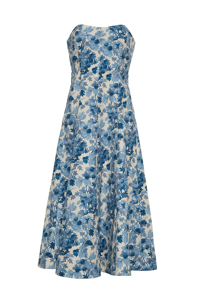 Aisha Dress Romantic Midi-Length Printed Cotton Canvas Dress 1