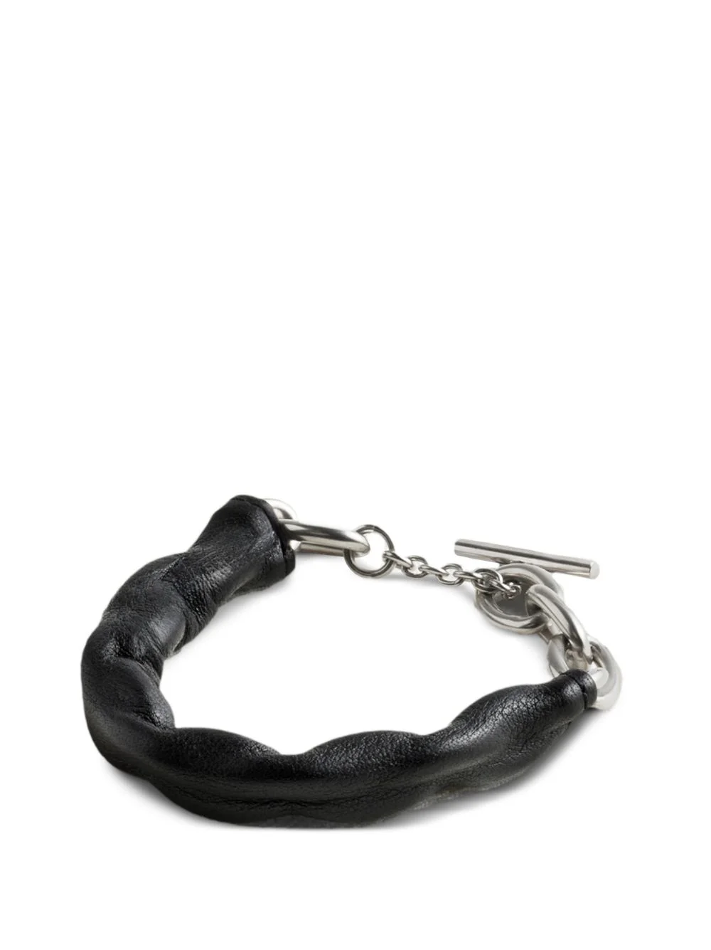 leather-wrapped chain-link bracelet - 1