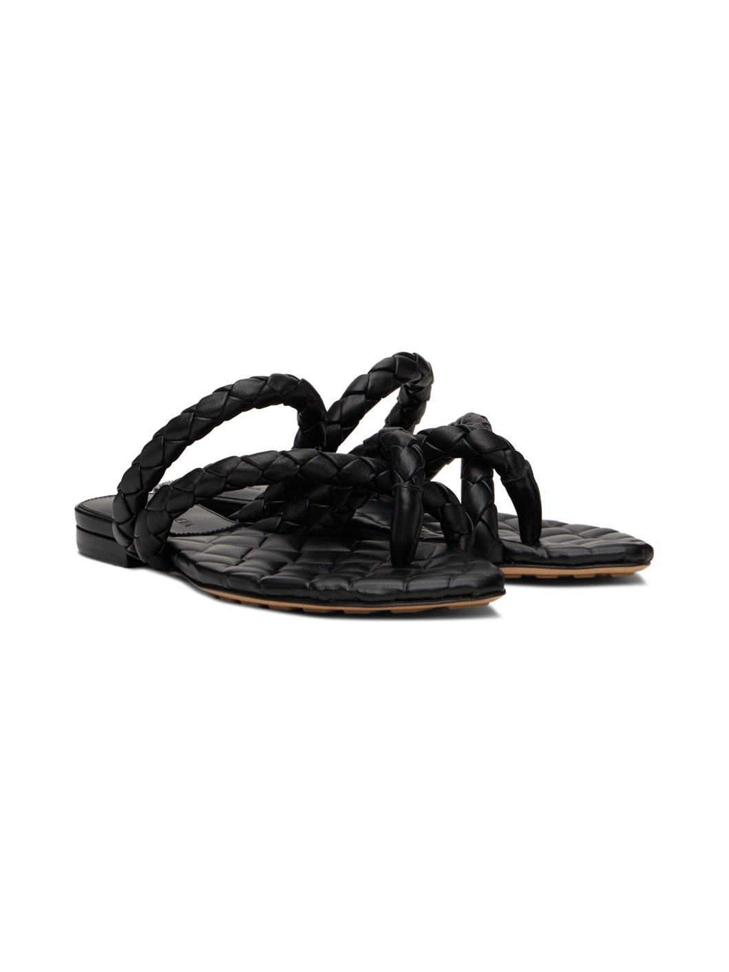 Black Leaf Flat Sandals - 4