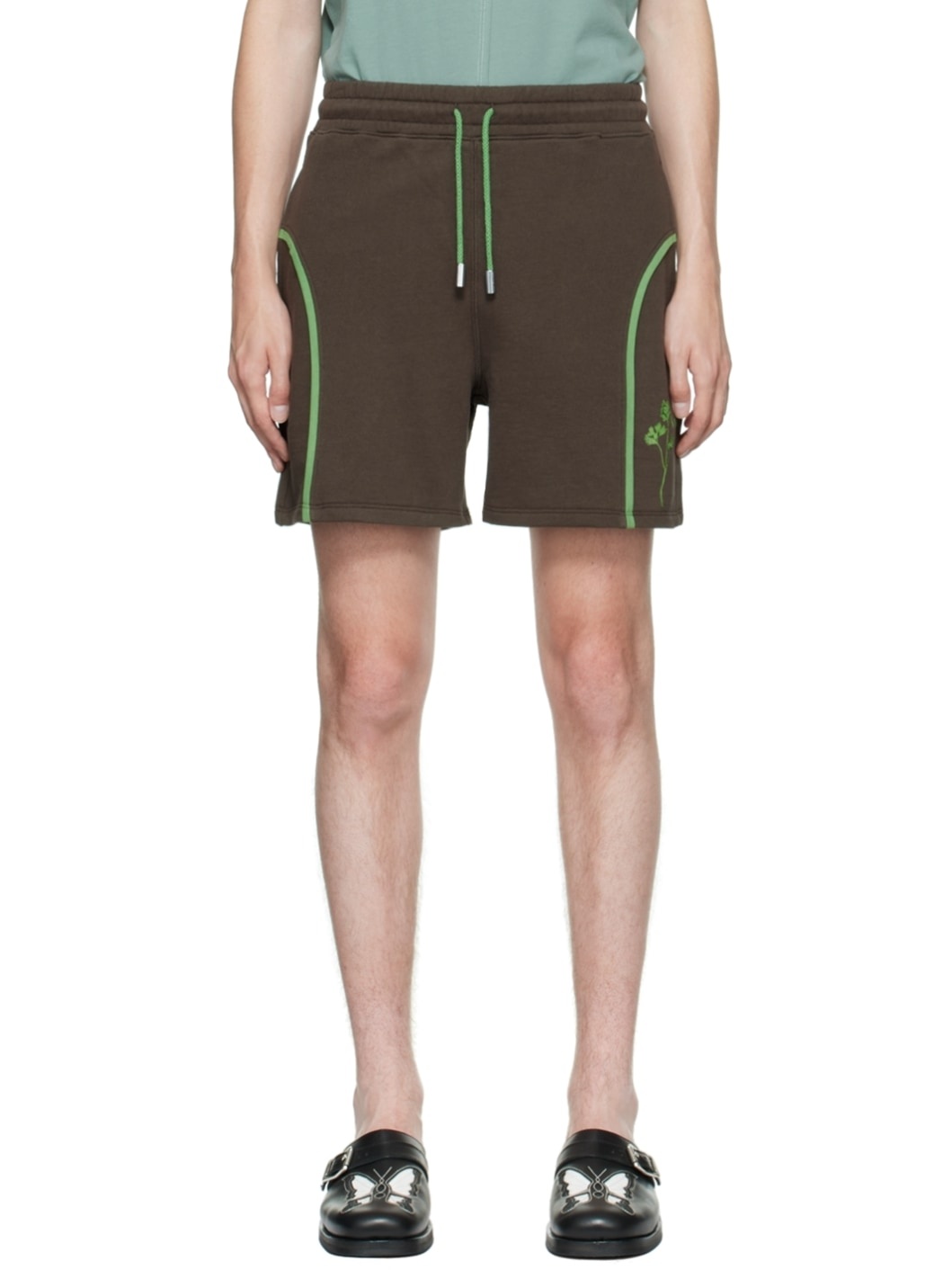 Brown Printed Shorts - 1