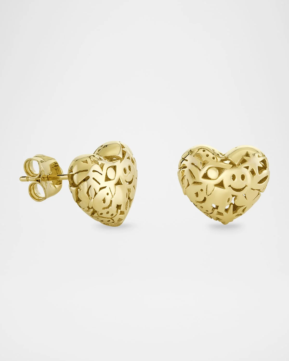 Small Puffy Icon Heart Stud Earrings - 1