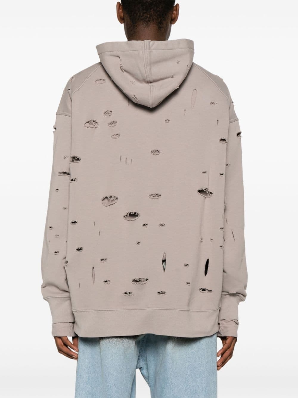 logo-print ripped hoodie - 4