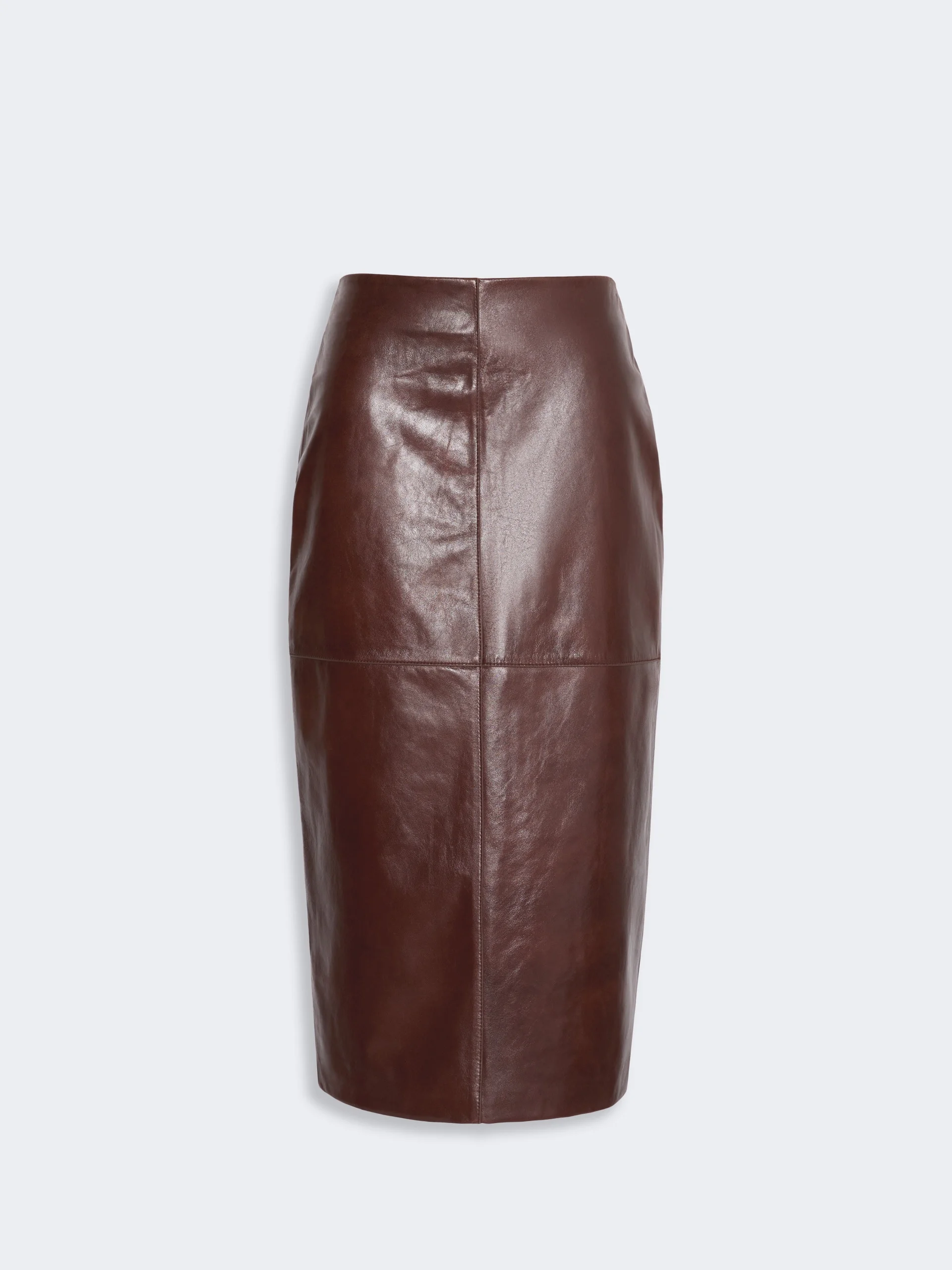LAPPOLE Nappa-leather midi skirt - PLUM - 1
