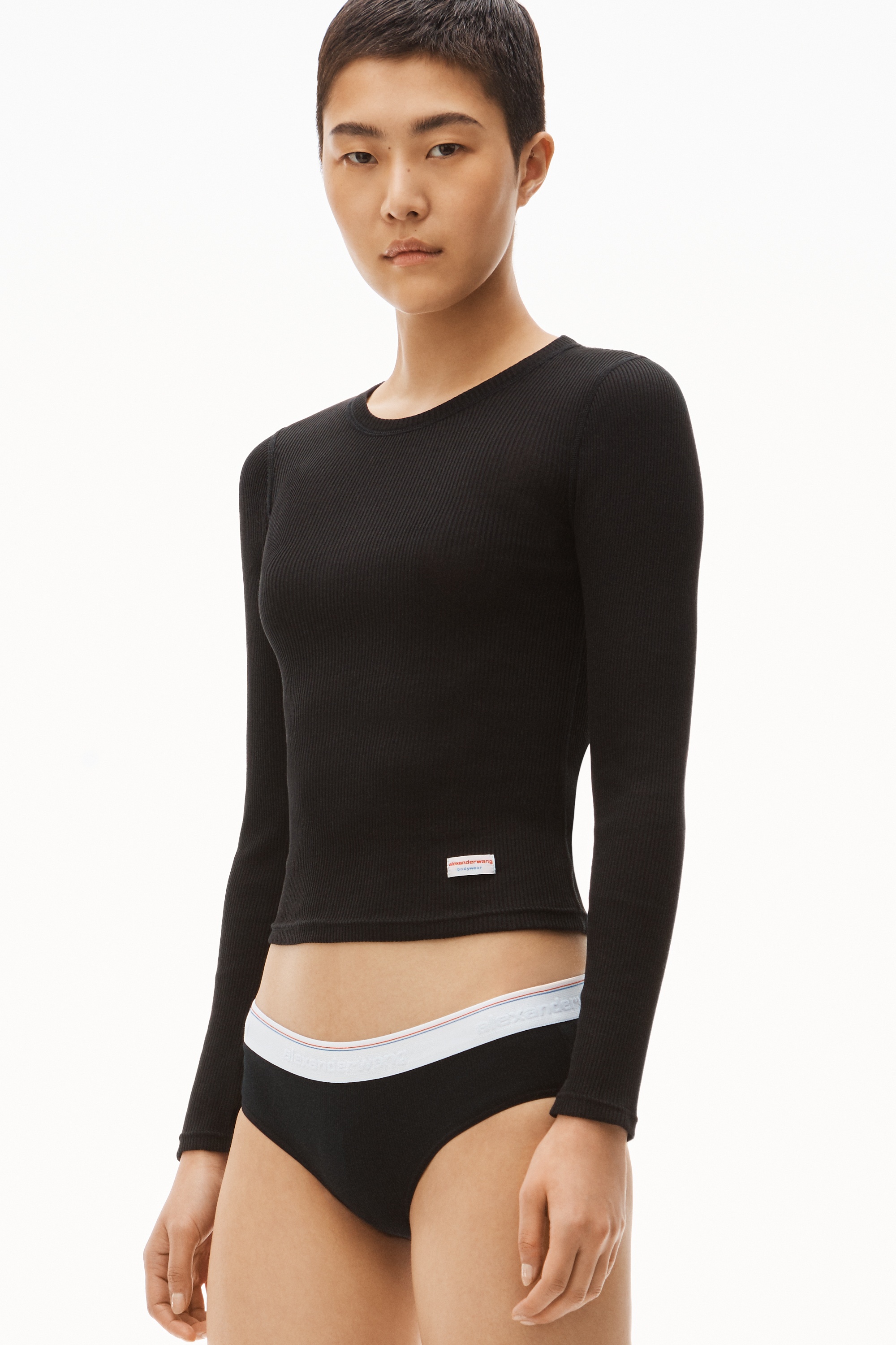 Long-Sleeve Tee in Ribbed Cotton Jersey - 3