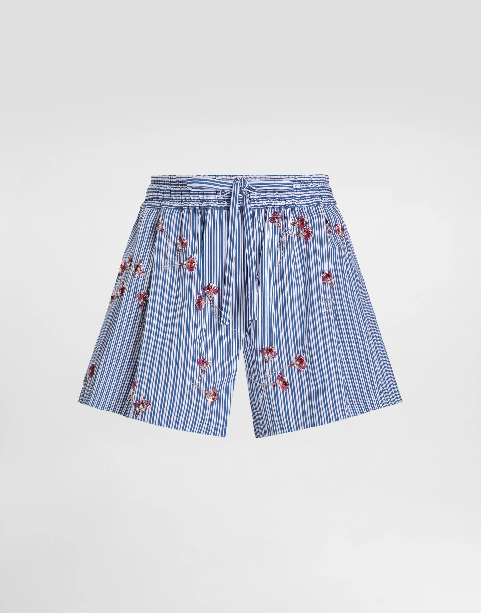 Crystal flower-print cotton shorts - 1