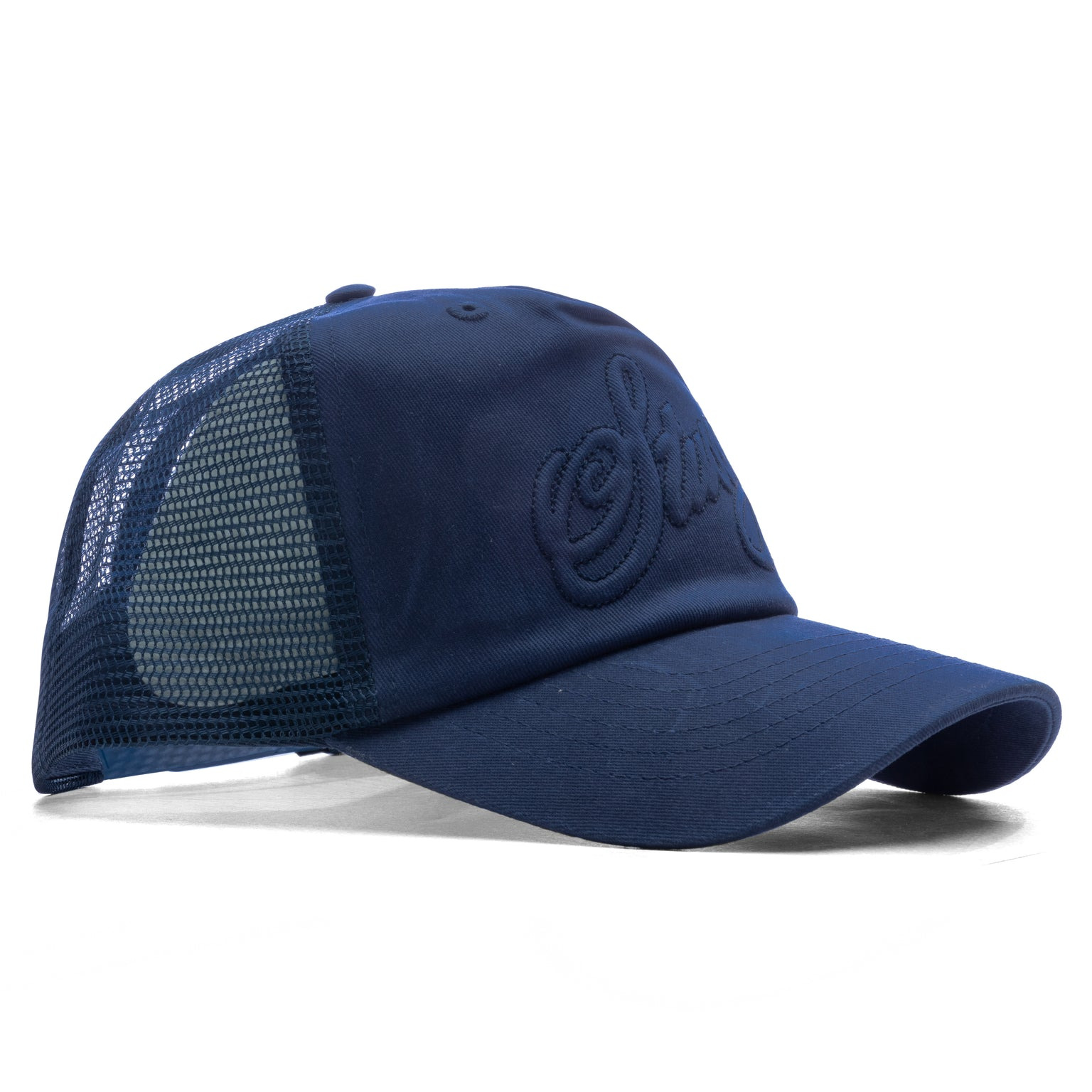 WAXED CURSIVE STITCHED TRUCKER SNAPBACK - NAVY - 3