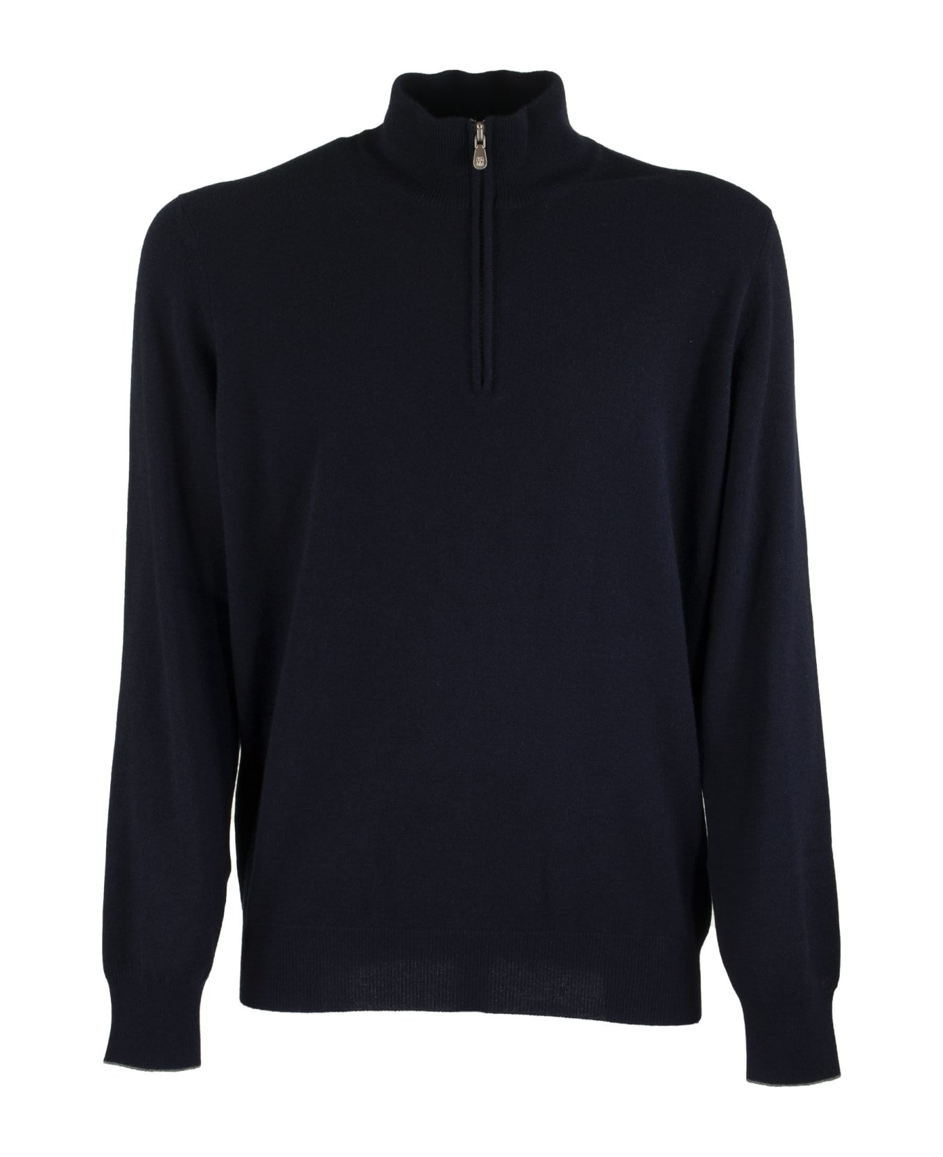 Cashmere Turtleneck Sweater With Zipper - 1