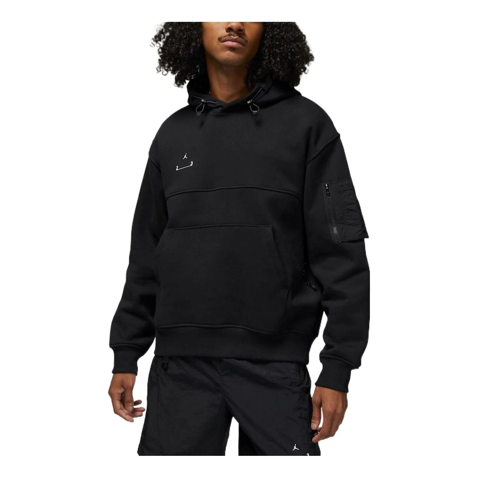 Men's Air Jordan Solid Color Logo Printing Hooded Pullover Long Sleeves Black DQ8062-010 - 1