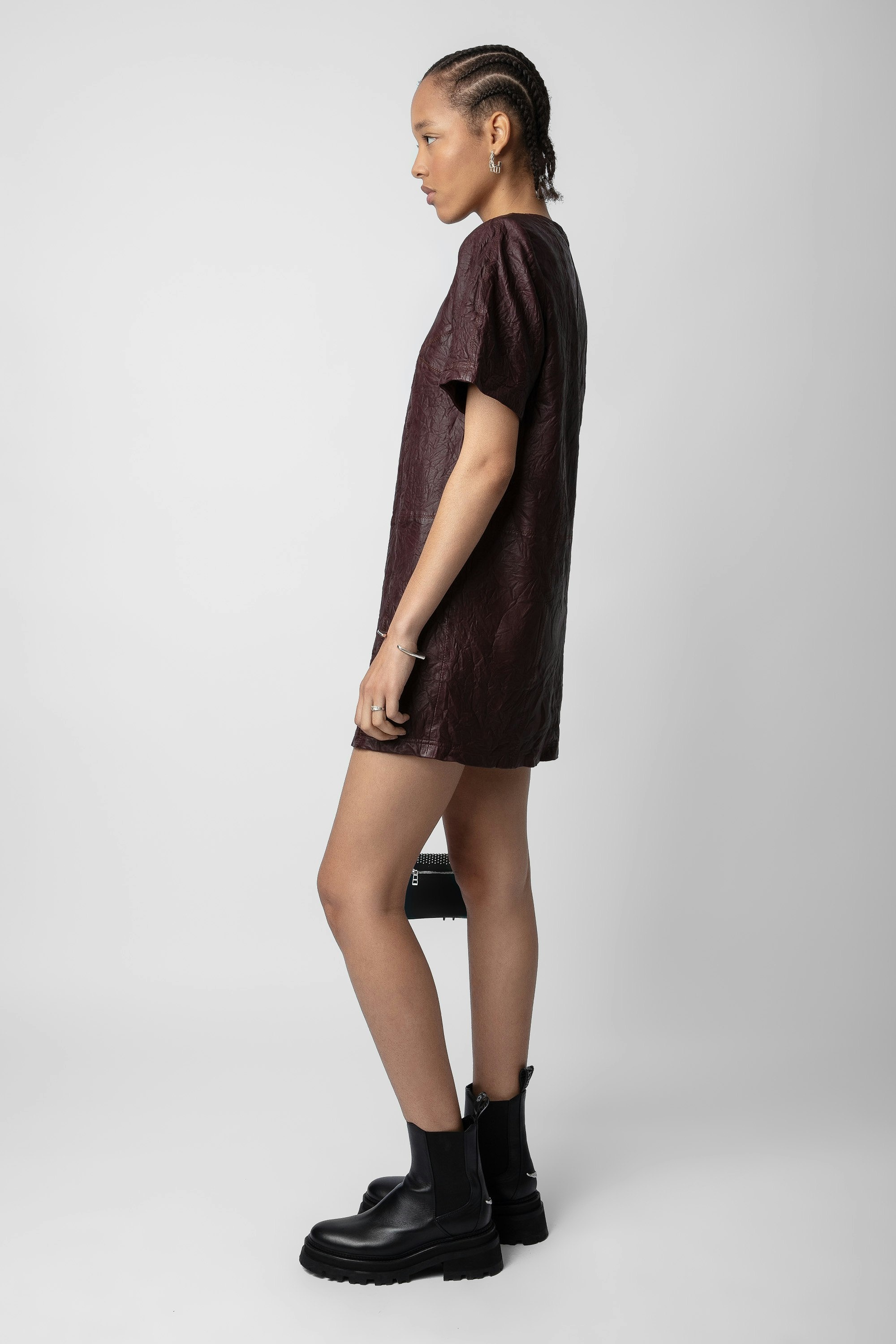 Riddy Crinkled Leather Dress - 4