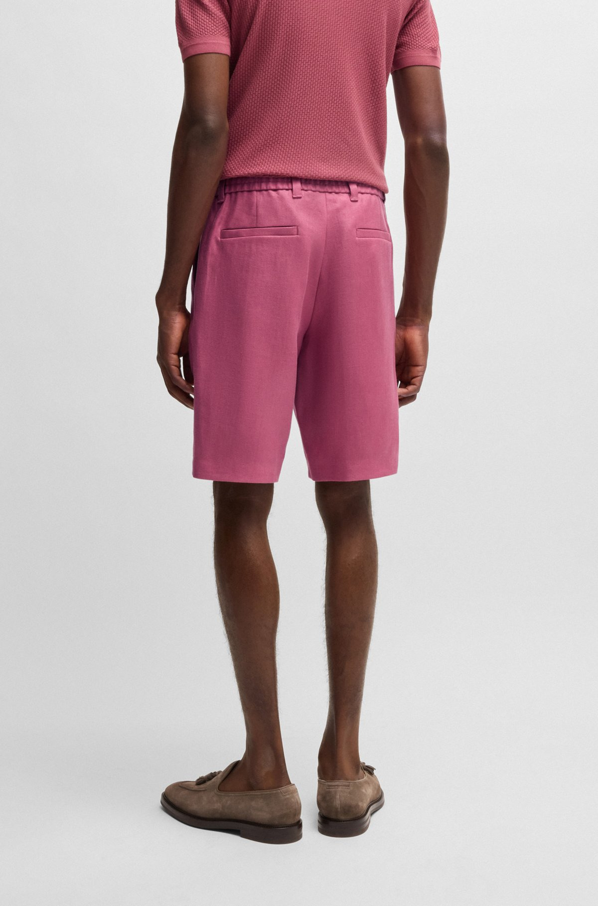 TAPERED-FIT SHORTS IN WRINKLE-RESISTANT LINEN - 4