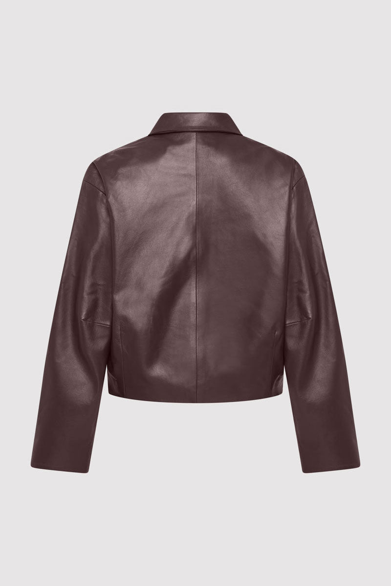 ST. AGNI Cocoon Leather Jacket - Bordeaux outlook