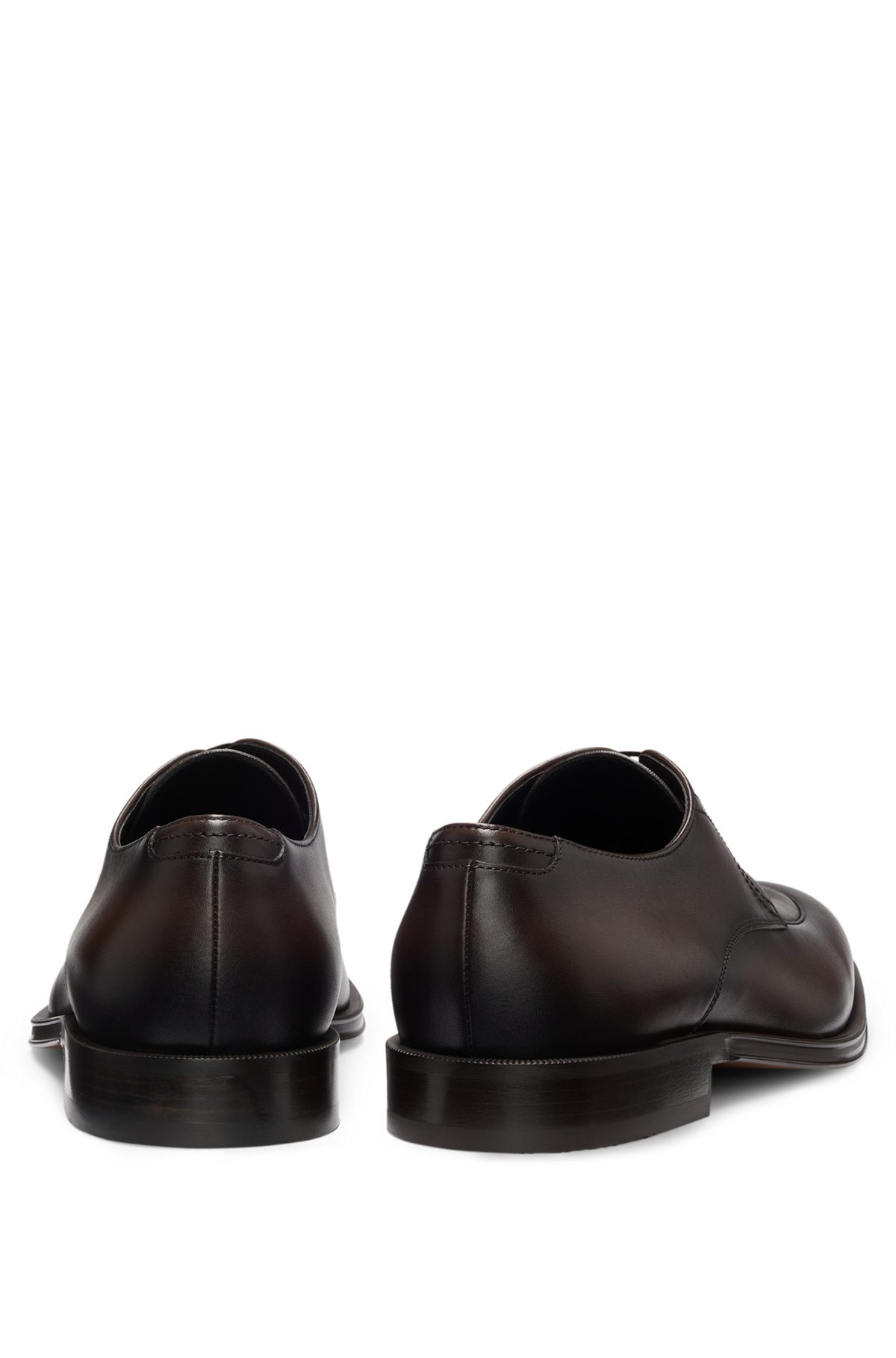 LEATHER DERBY SHOES WITH APRON TOE - 5