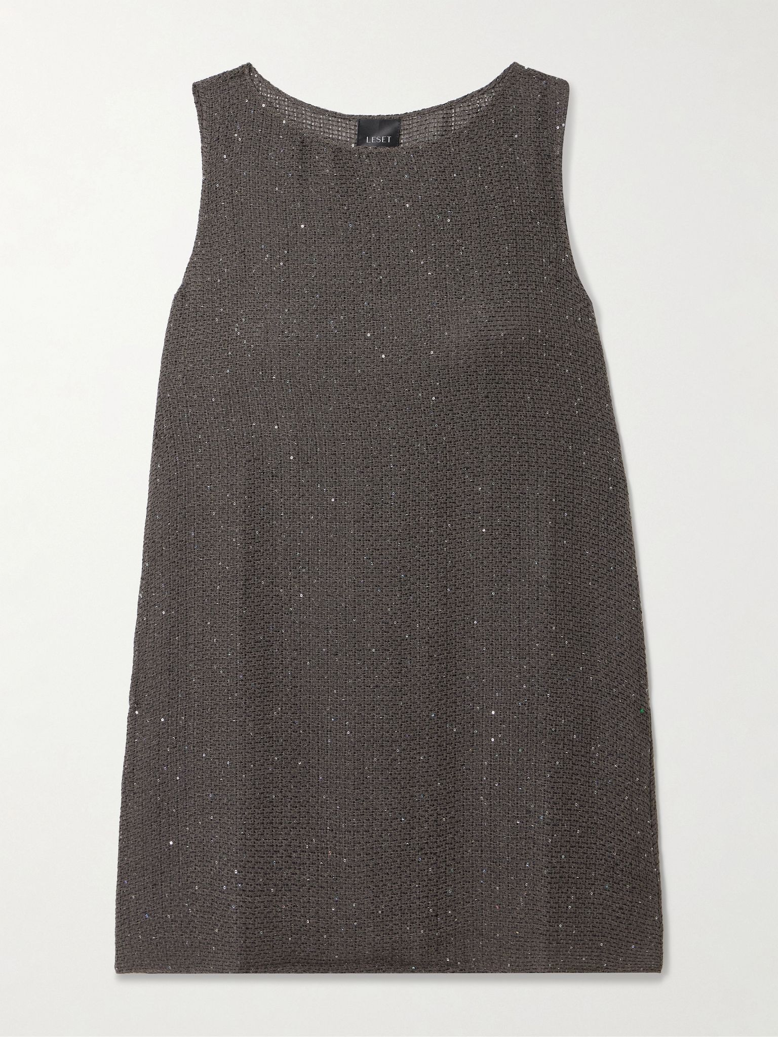 Stella sequined linen-blend mini dress Dark gray - 1