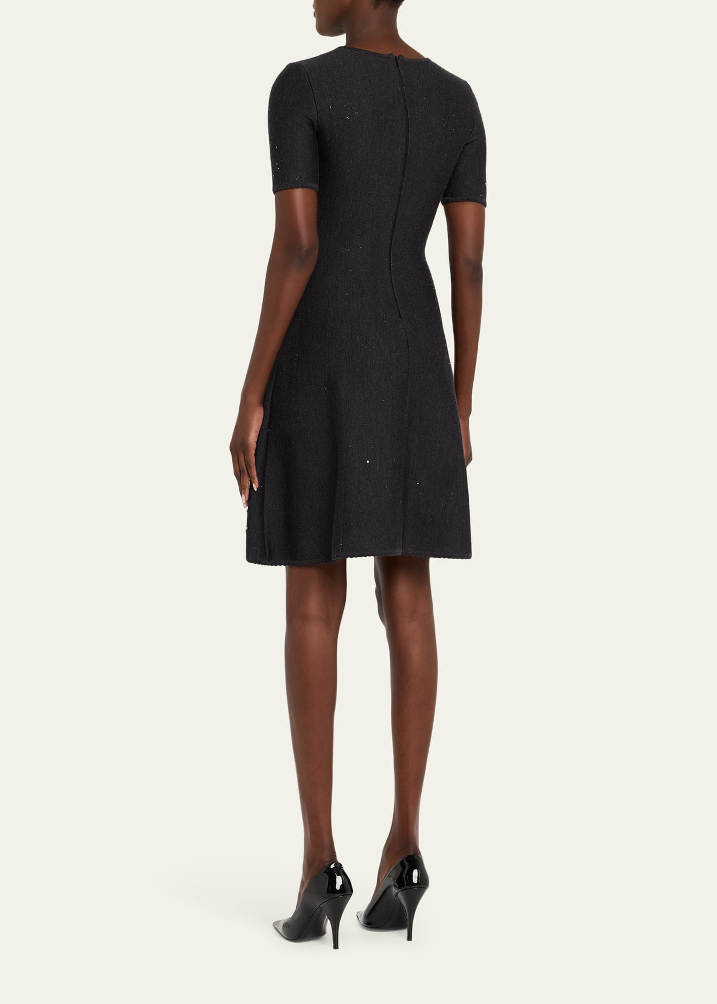 Paillette Fern Short-Sleeve Knit Mini Dress - 3