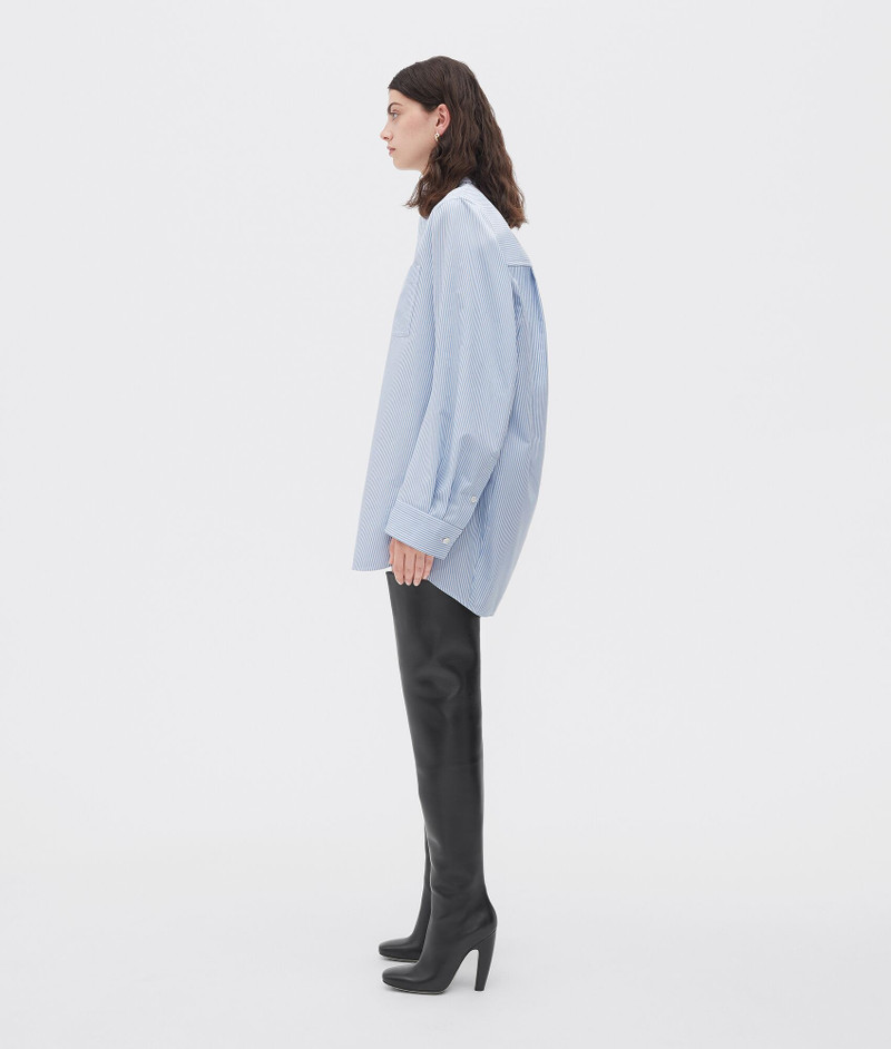 Bottega Veneta striped compact cotton shirt with curved back outlook