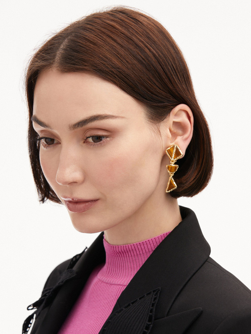 Oscar de la Renta MIXED STONE CLIP-ON EARRINGS outlook