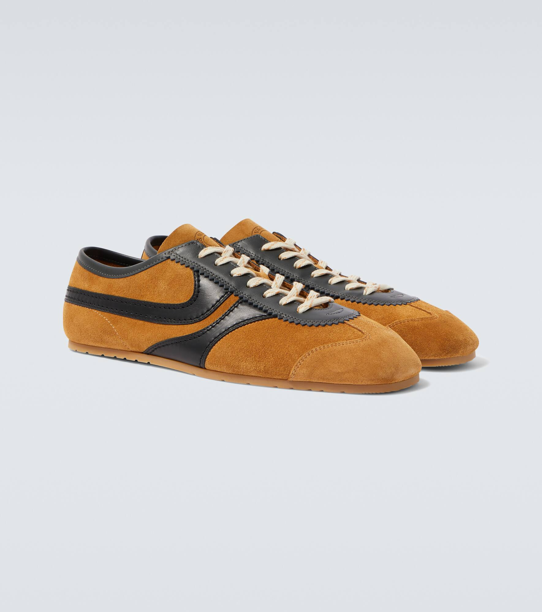Leather-trimmed suede sneakers - 5