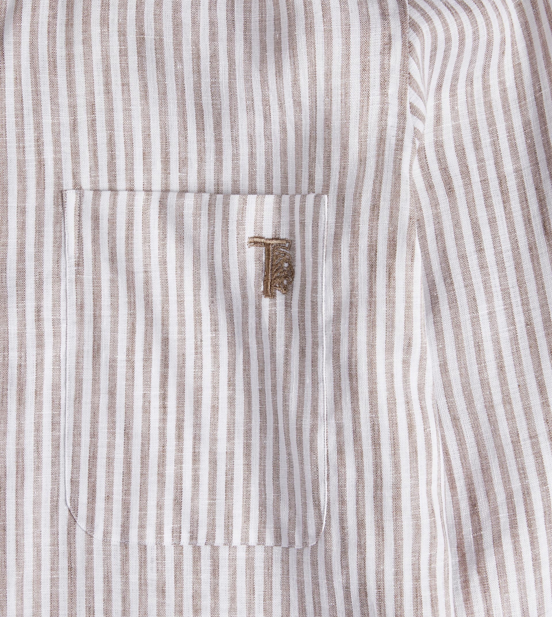 SHIRT IN LINEN - WHITE, BROWN - 3