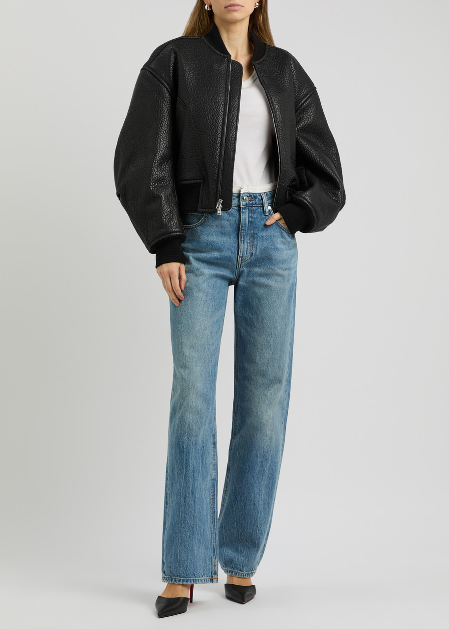 Alexander Wang Padded Pebbled Leather Bomber Jacket - 4