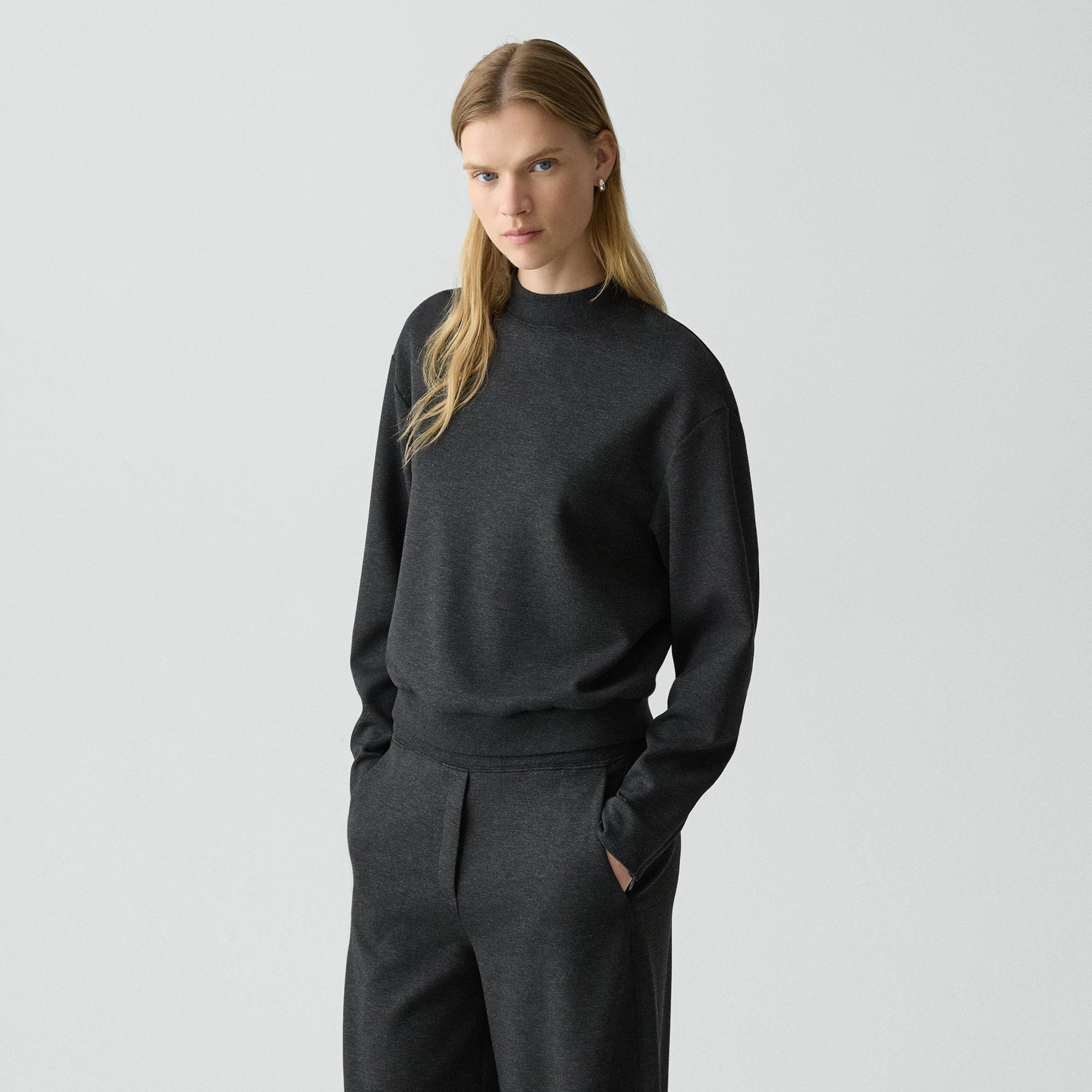 Mock Neck Sweatshirt in Double-Knit Jersey - 3