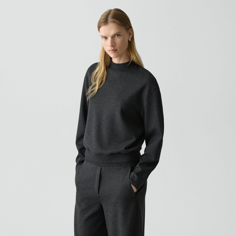 Mock Neck Sweatshirt in Double-Knit Jersey 3