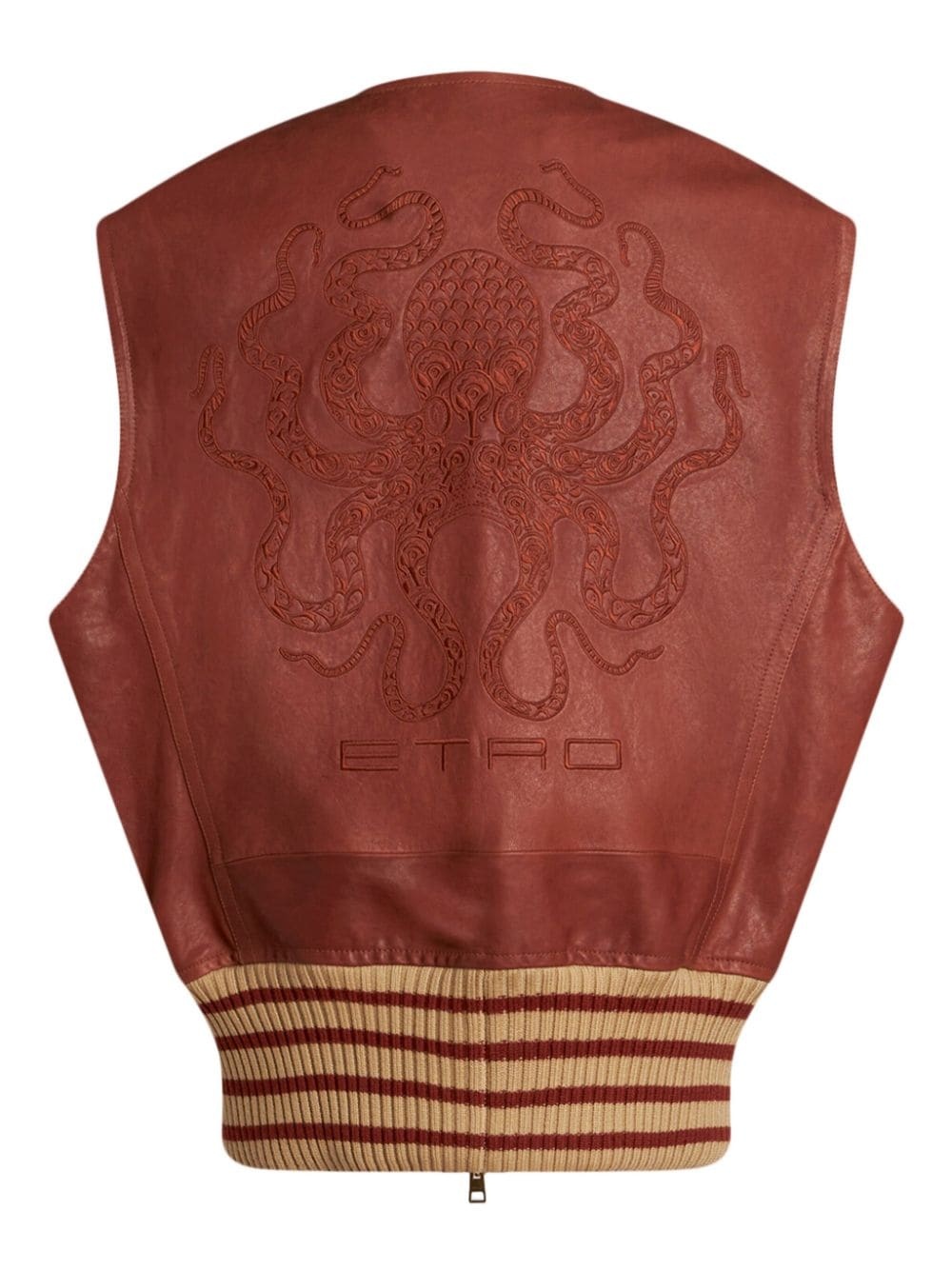 octopus-embroidered leather waist coat - 7