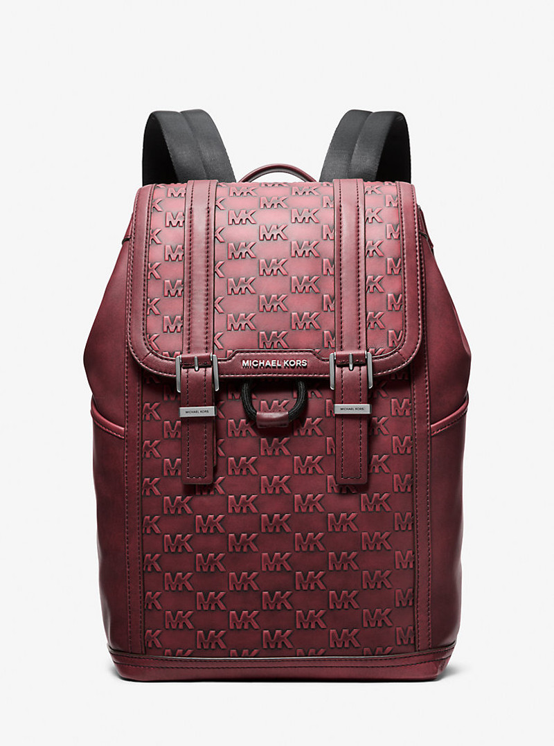 Colby Medium Logo Embossed Burnished Leather Backpack 1