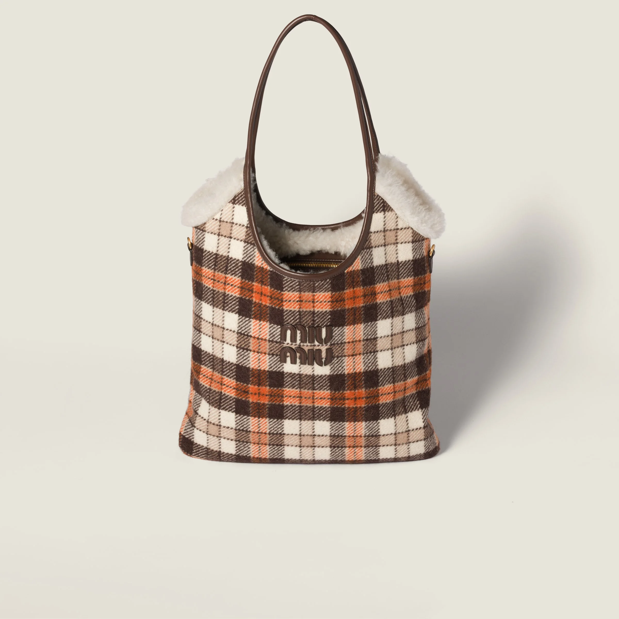 IVY plaid and shearling bag - 1