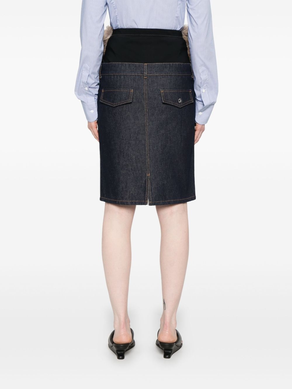 faux-fur hybrid midi skirt - 4