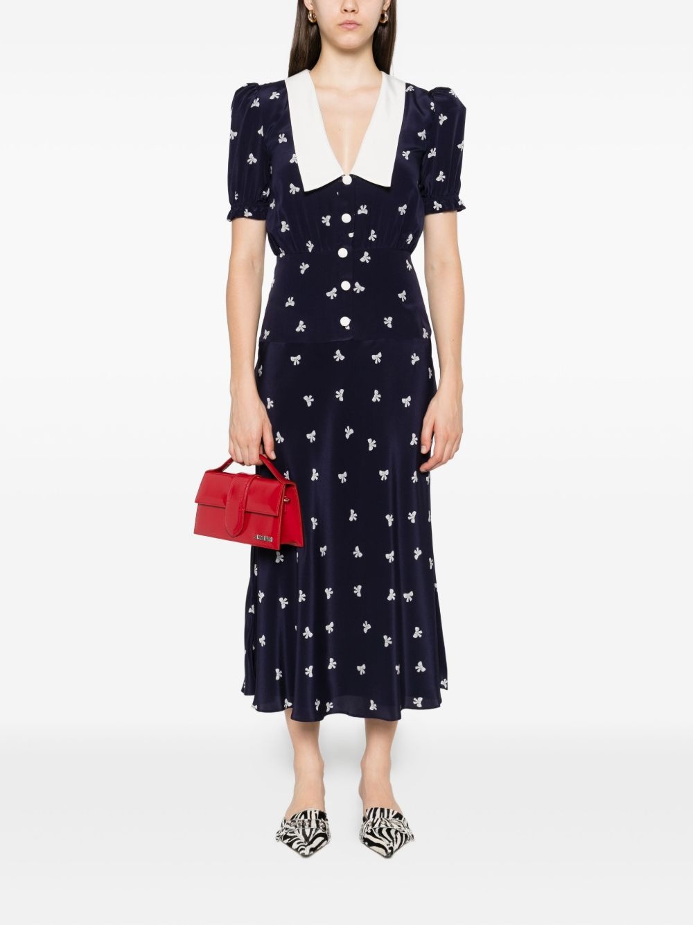 bow-print midi dress - 2