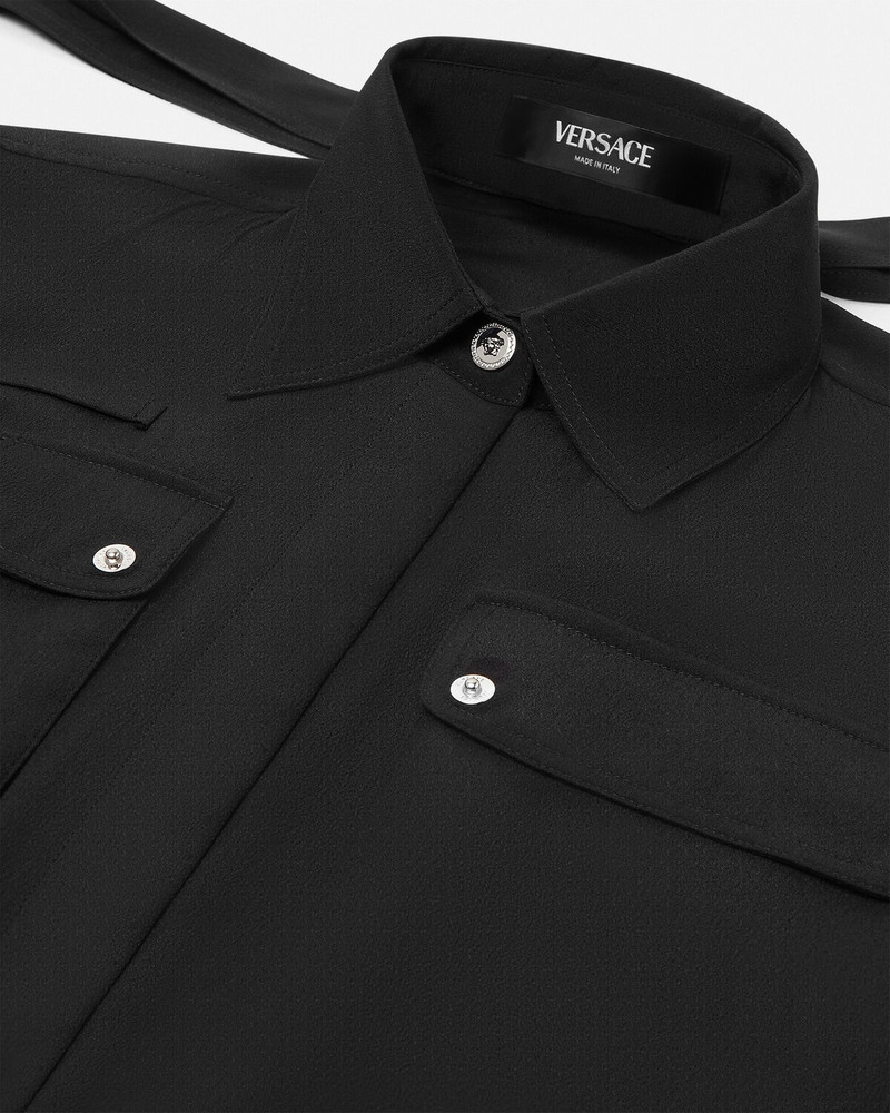 VERSACE Cargo Lavallière Silk Mini Shirt Dress outlook