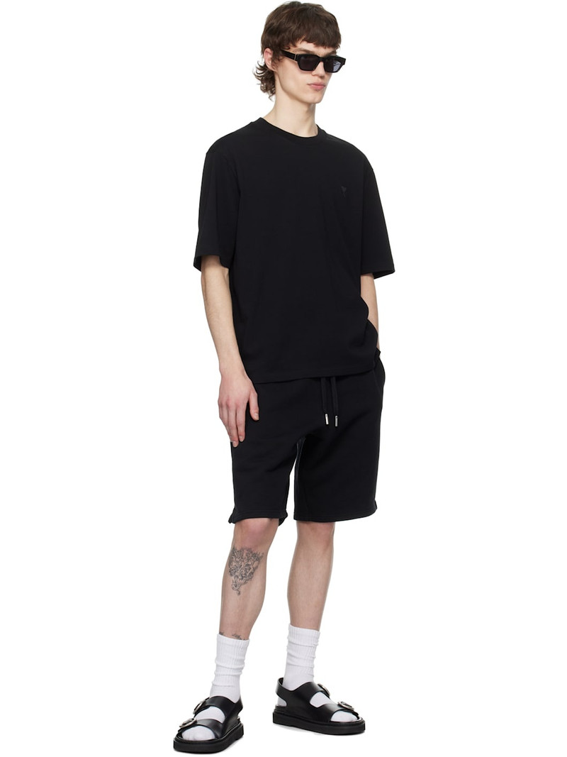 AMI Paris Black Cotton Tonal Ami de Coeur T-shirt outlook