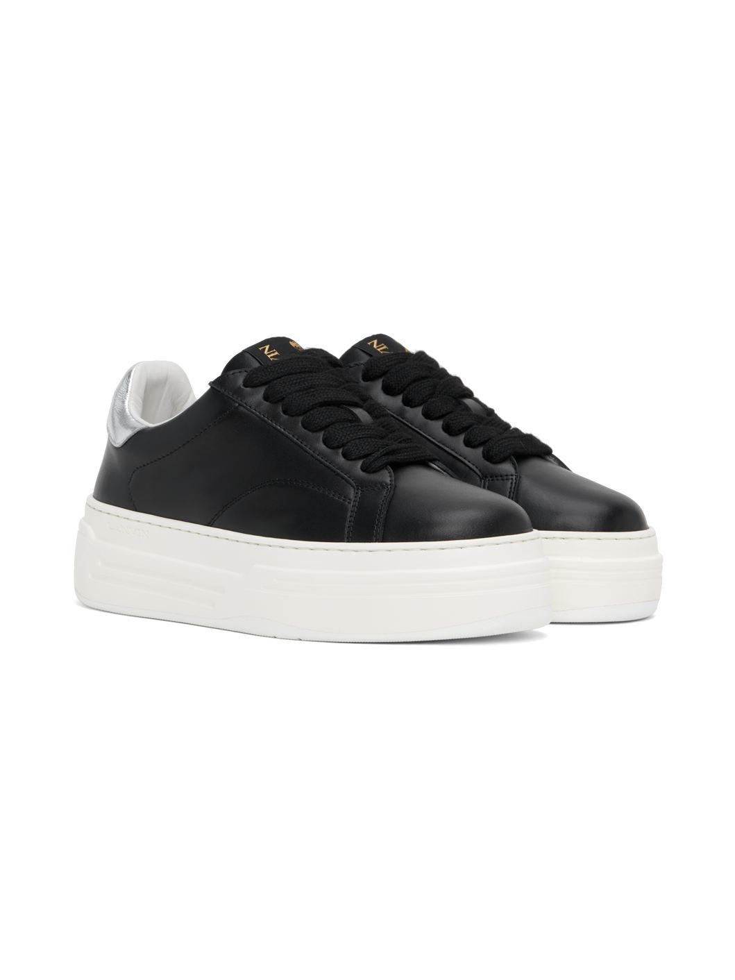 Black & Silver DDB0 Leather Platform Sneakers - 4