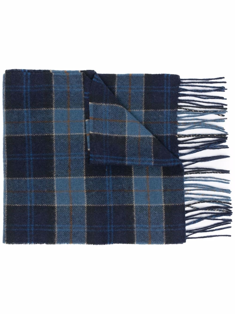 tartan-print knitted scarf - 1