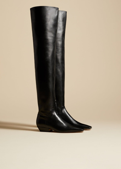 KHAITE The Marfa Over-the-Knee Flat Boot in Black Leather outlook