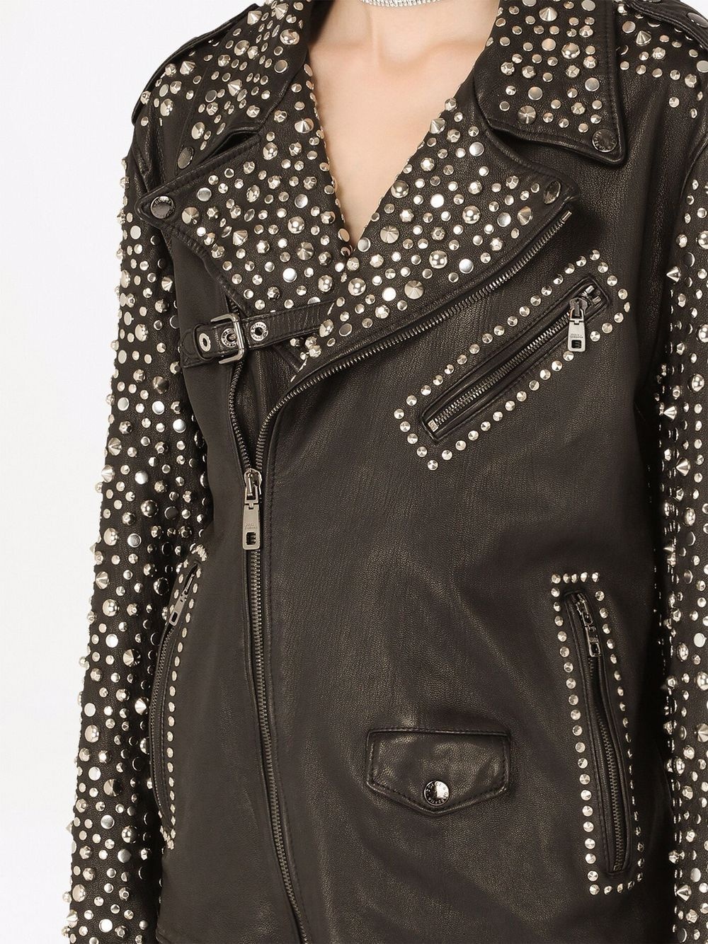 stud-embellished leather jacket - 5