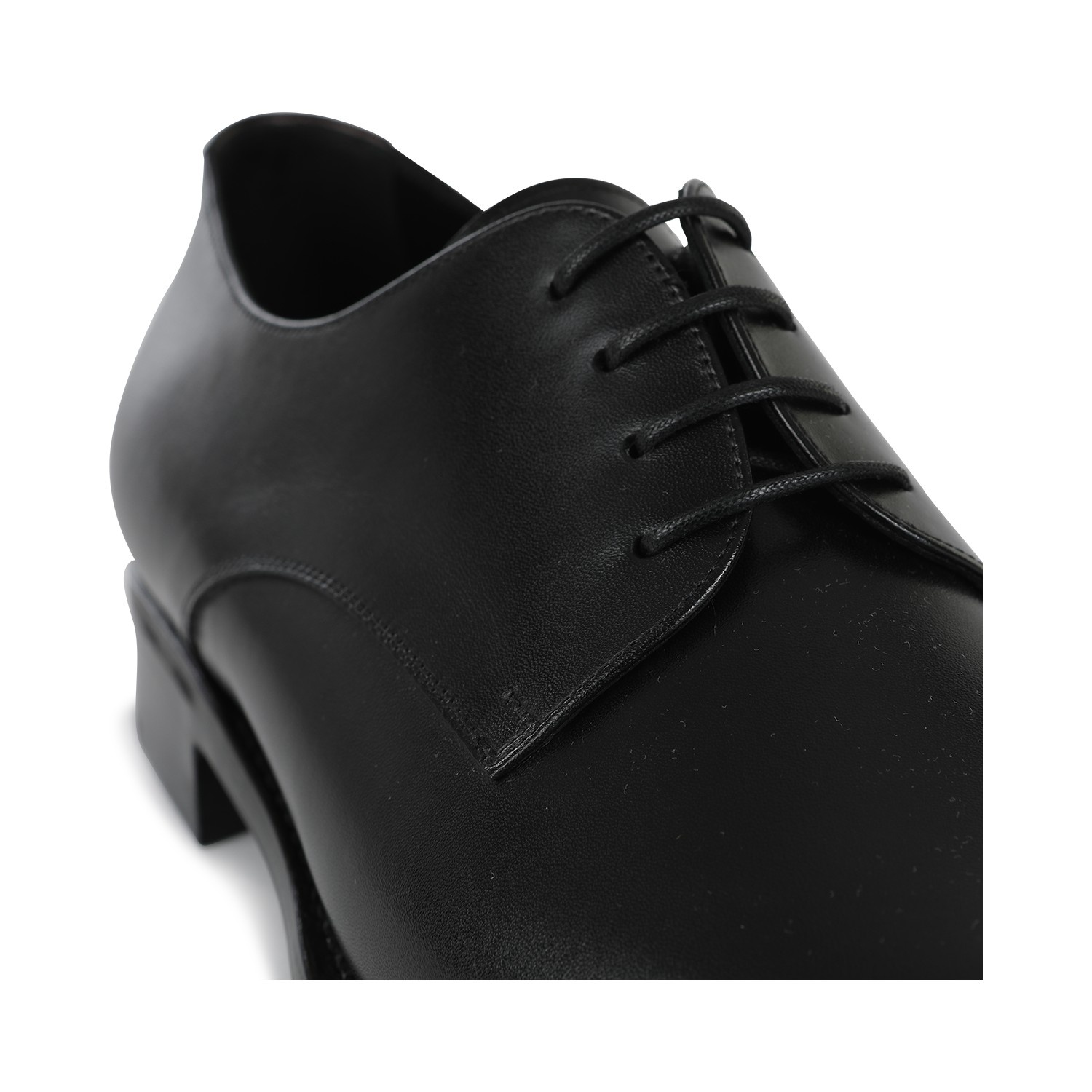 BLACK LEATHER LACE UP SHOES - 4