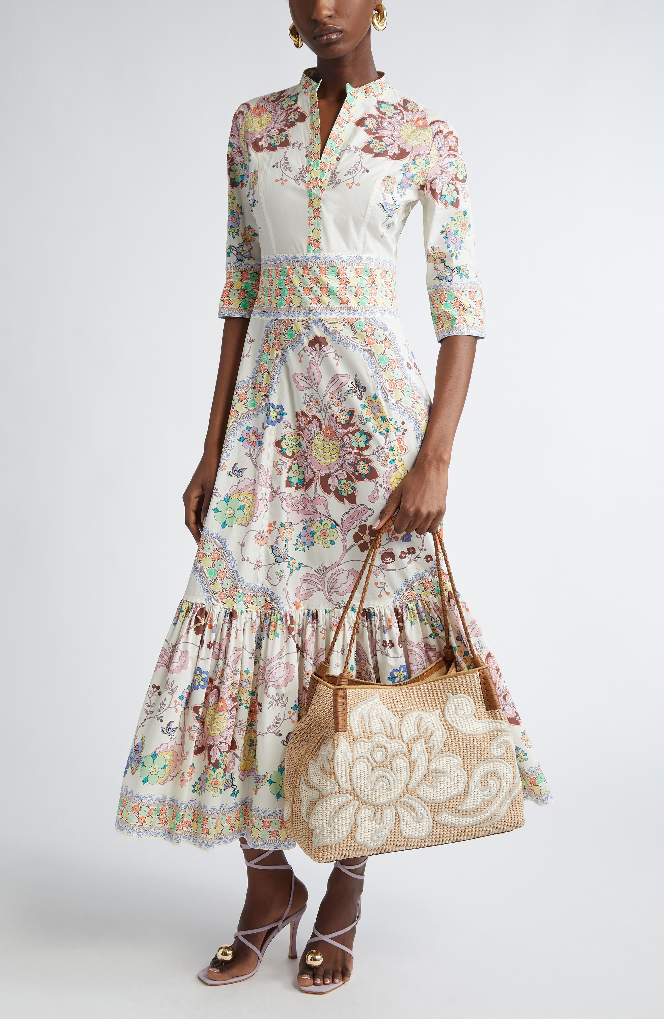 Etro Floral Paisley Maxi Dress in Stampa F.do Bianco at Nordstrom - 4