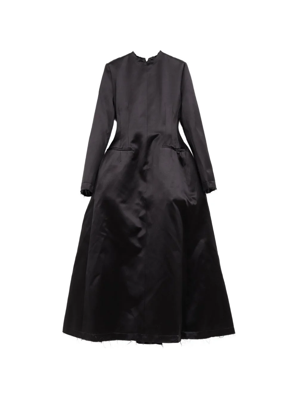 frayed-edge long-sleeve maxi dress - 1