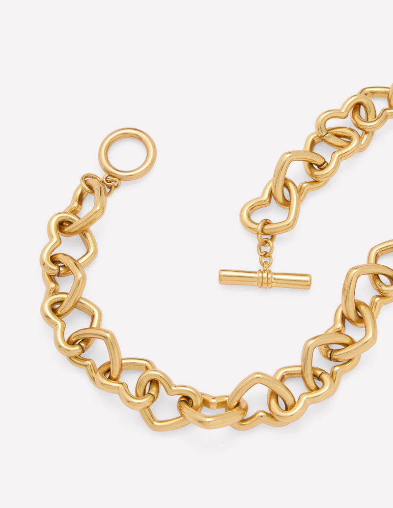 Chunky Heart Chain Necklace-Gold Colour 3