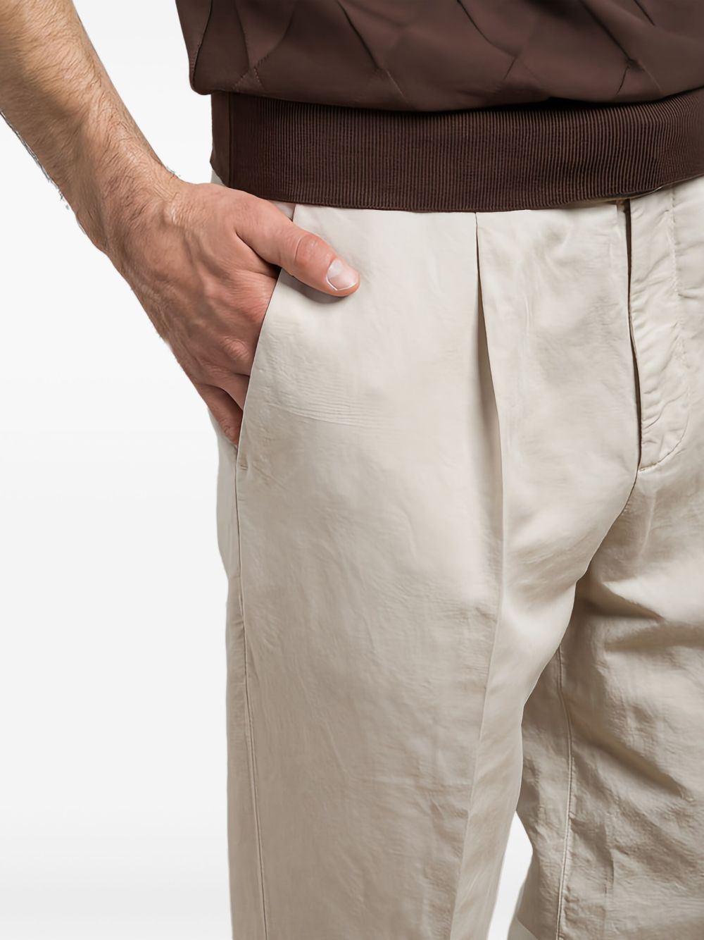 pleated cotton straight-leg trousers - 5