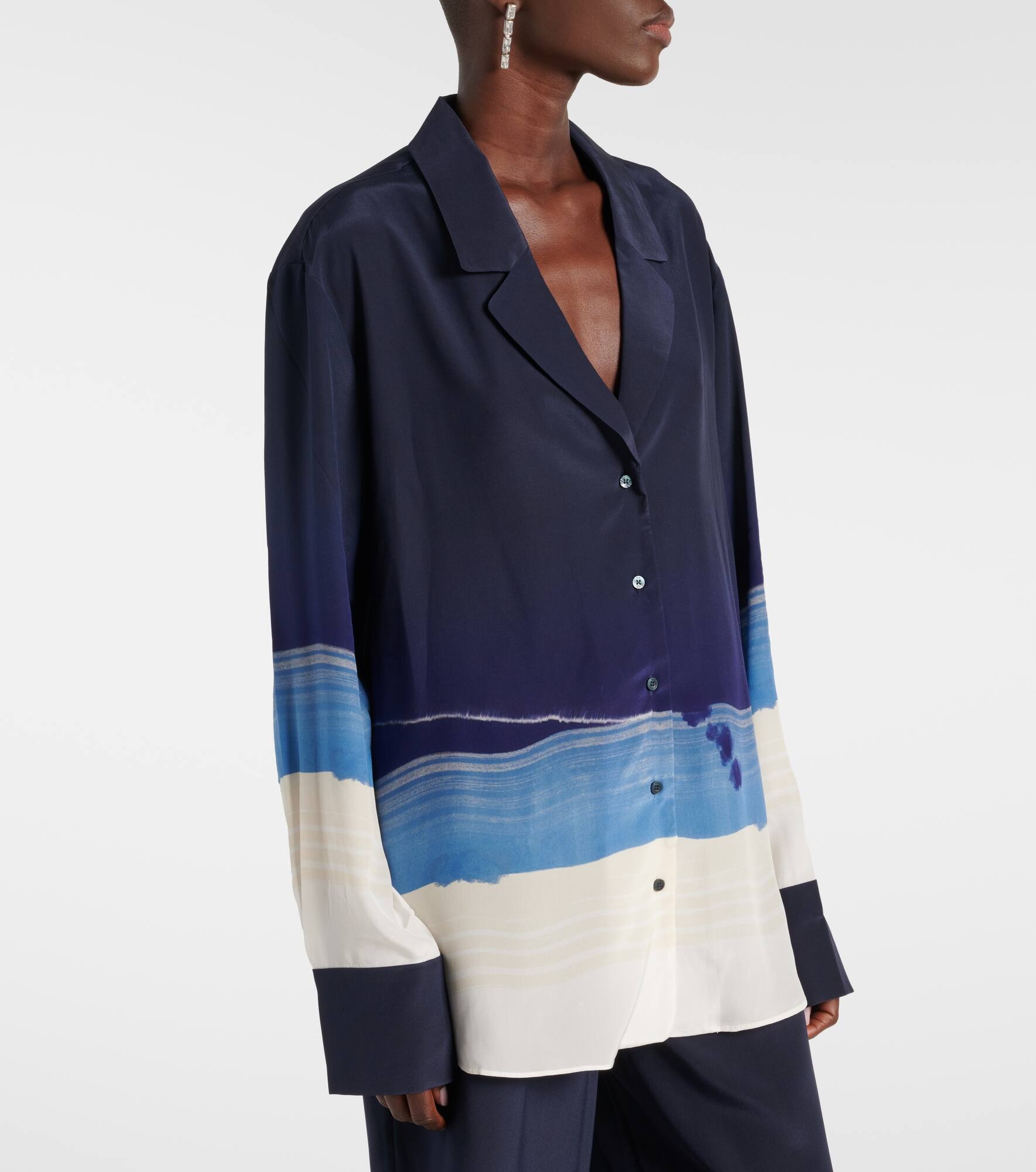 Mariner printed silk crêpe de chine shirt - 4